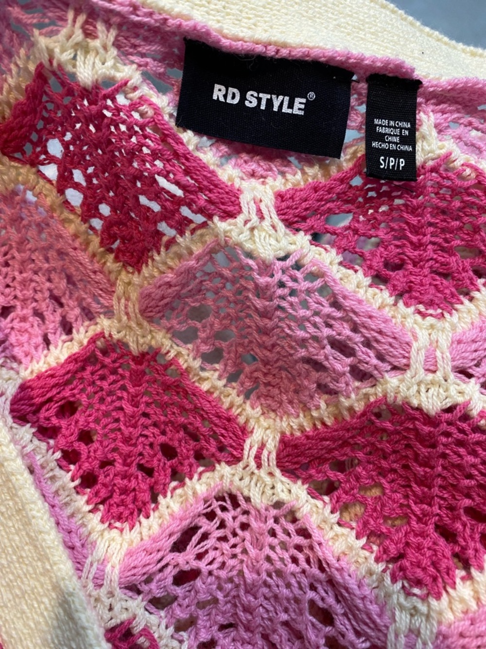 Pink Patterned Crocheted Cardigan - Picture 2 of 2
